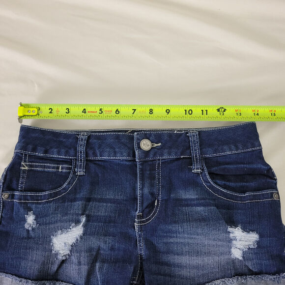 No Boundaries Denim Shorts Juniors 9 Blue‎ Jean Low Rise Womens Distressed - Picture 3 of 14